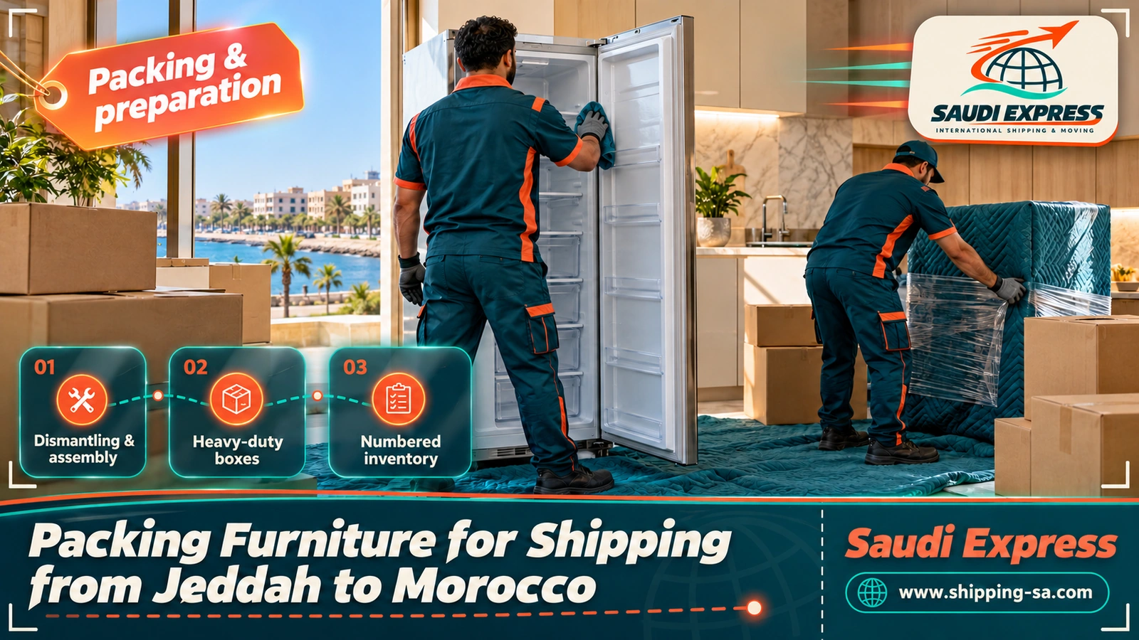 Packing Furniture for Shipping from Jeddah to Morocco