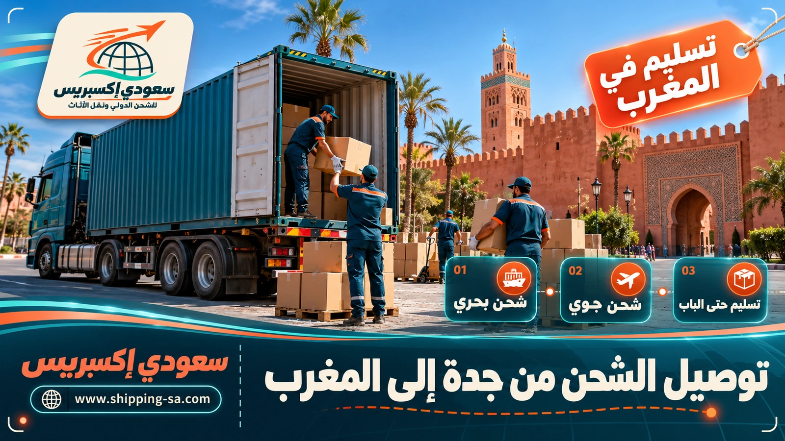 توصيل الشحن من جدة إلى المغرب