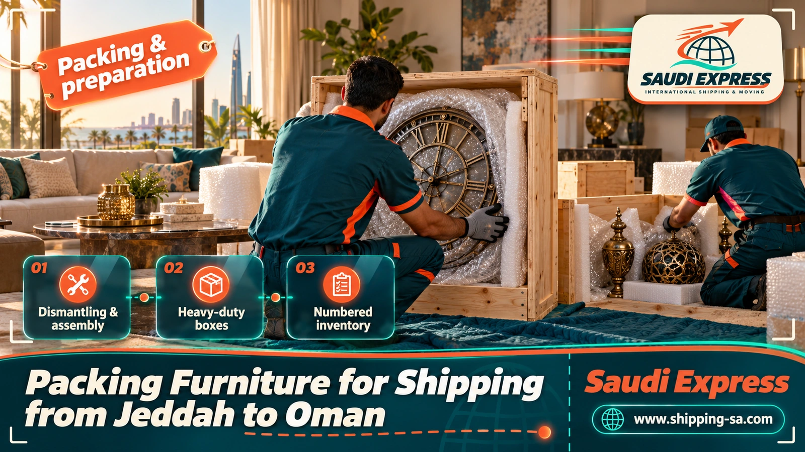 Packing Furniture for Shipping from Jeddah to Oman