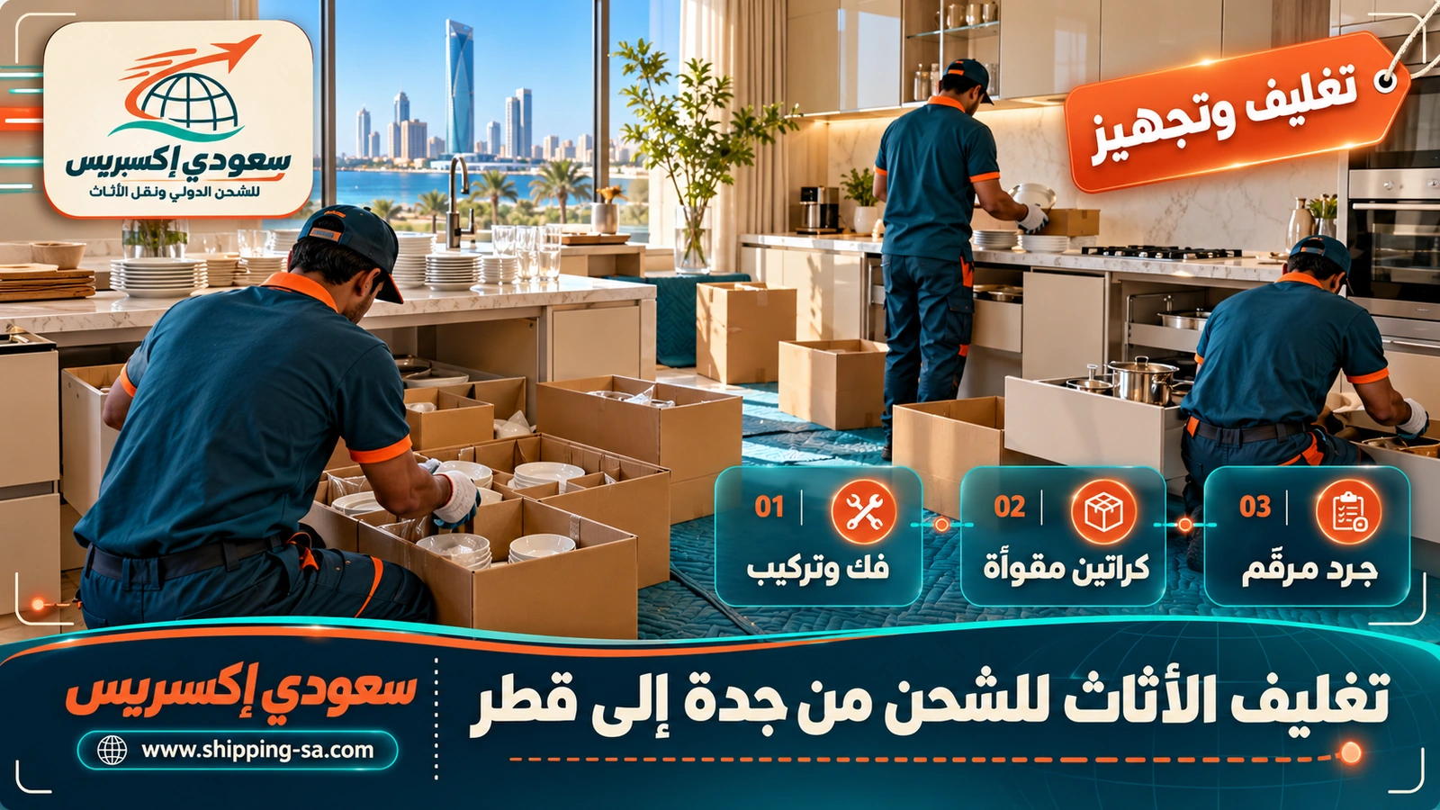 تغليف الأثاث للشحن من جدة إلى قطر