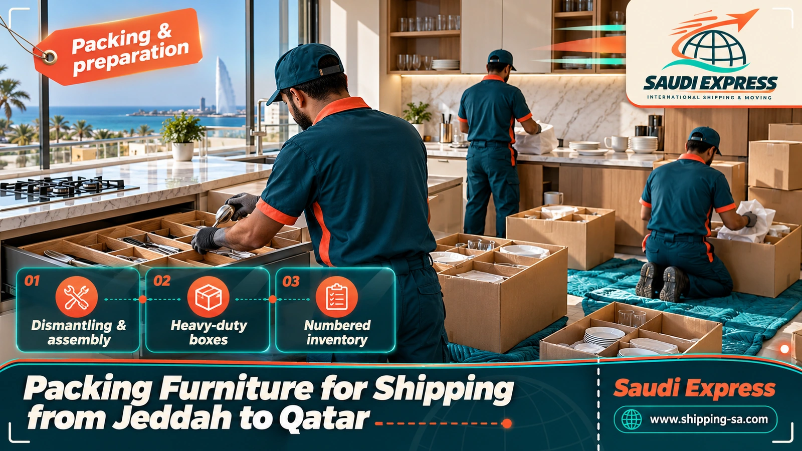Packing Furniture for Shipping from Jeddah to Qatar