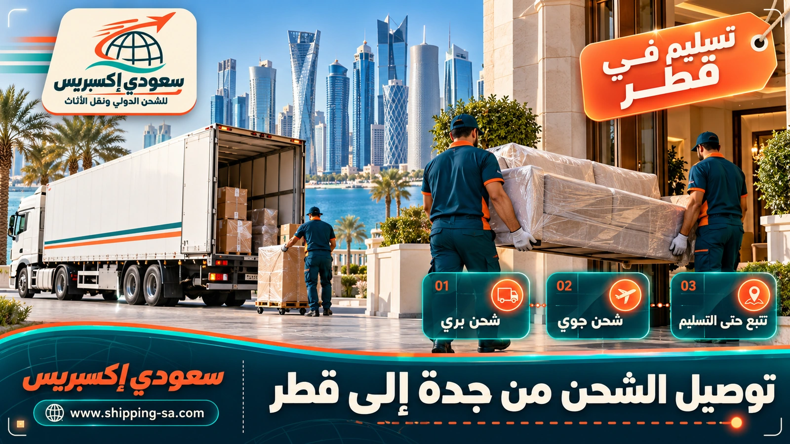 توصيل الشحن من جدة إلى قطر