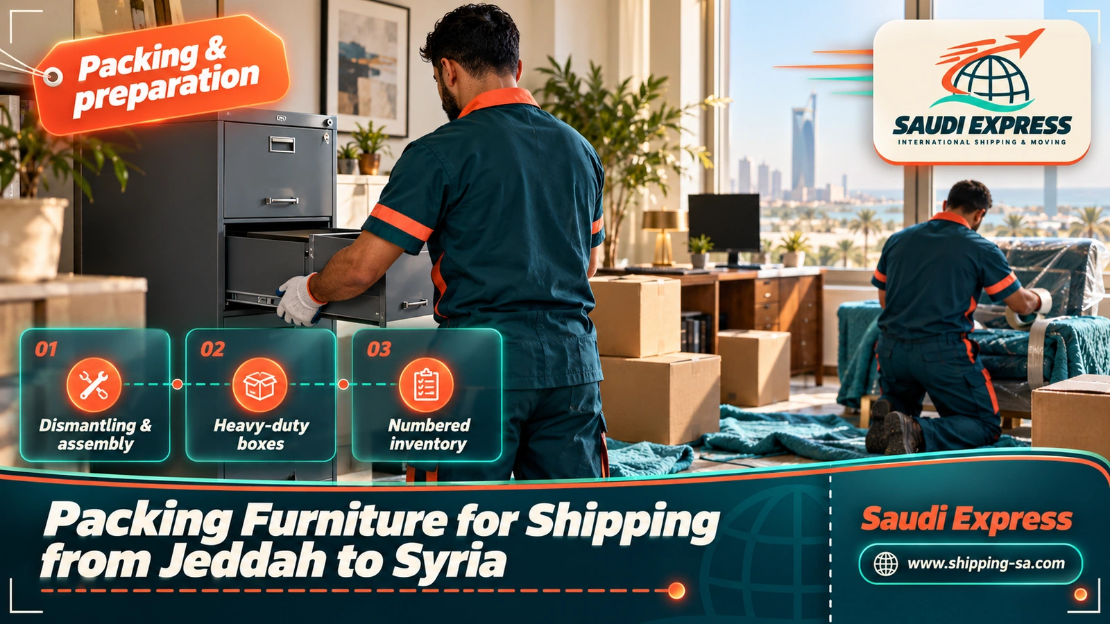 Packing Furniture for Shipping from Jeddah to Syria
