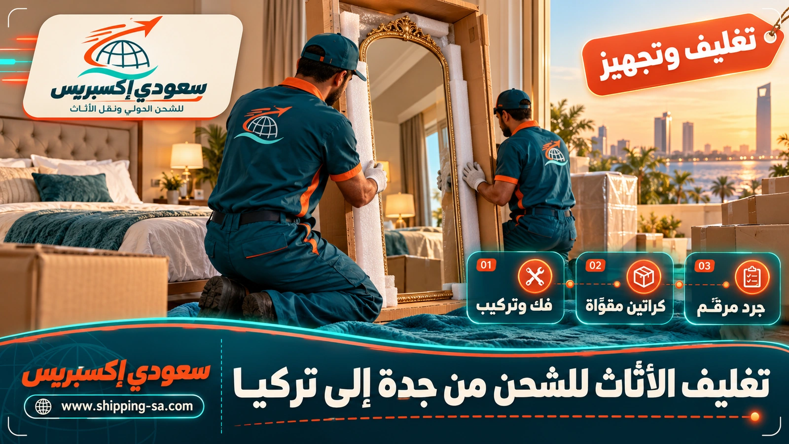 تغليف الأثاث للشحن من جدة إلى تركيا