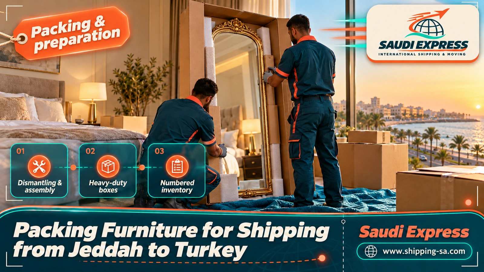 Packing Furniture for Shipping from Jeddah to Turkey