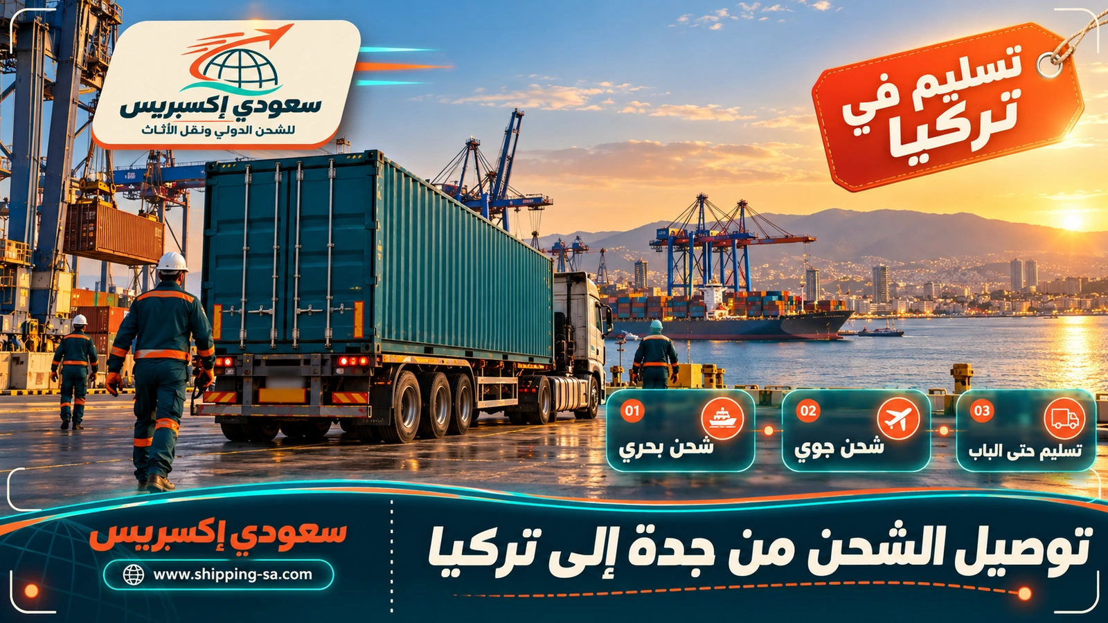 توصيل الشحن من جدة إلى تركيا