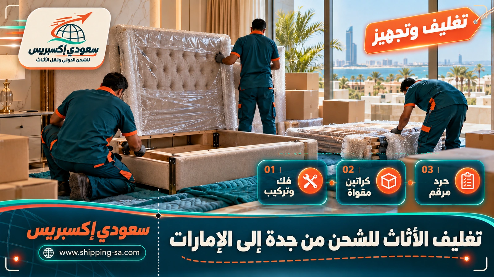 تغليف الأثاث للشحن من جدة إلى الإمارات