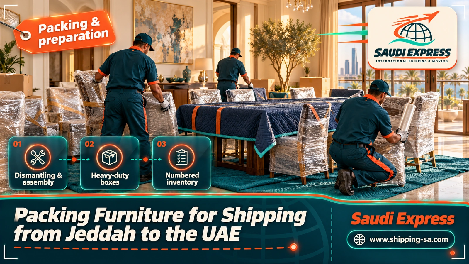 Packing Furniture for Shipping from Jeddah to the UAE