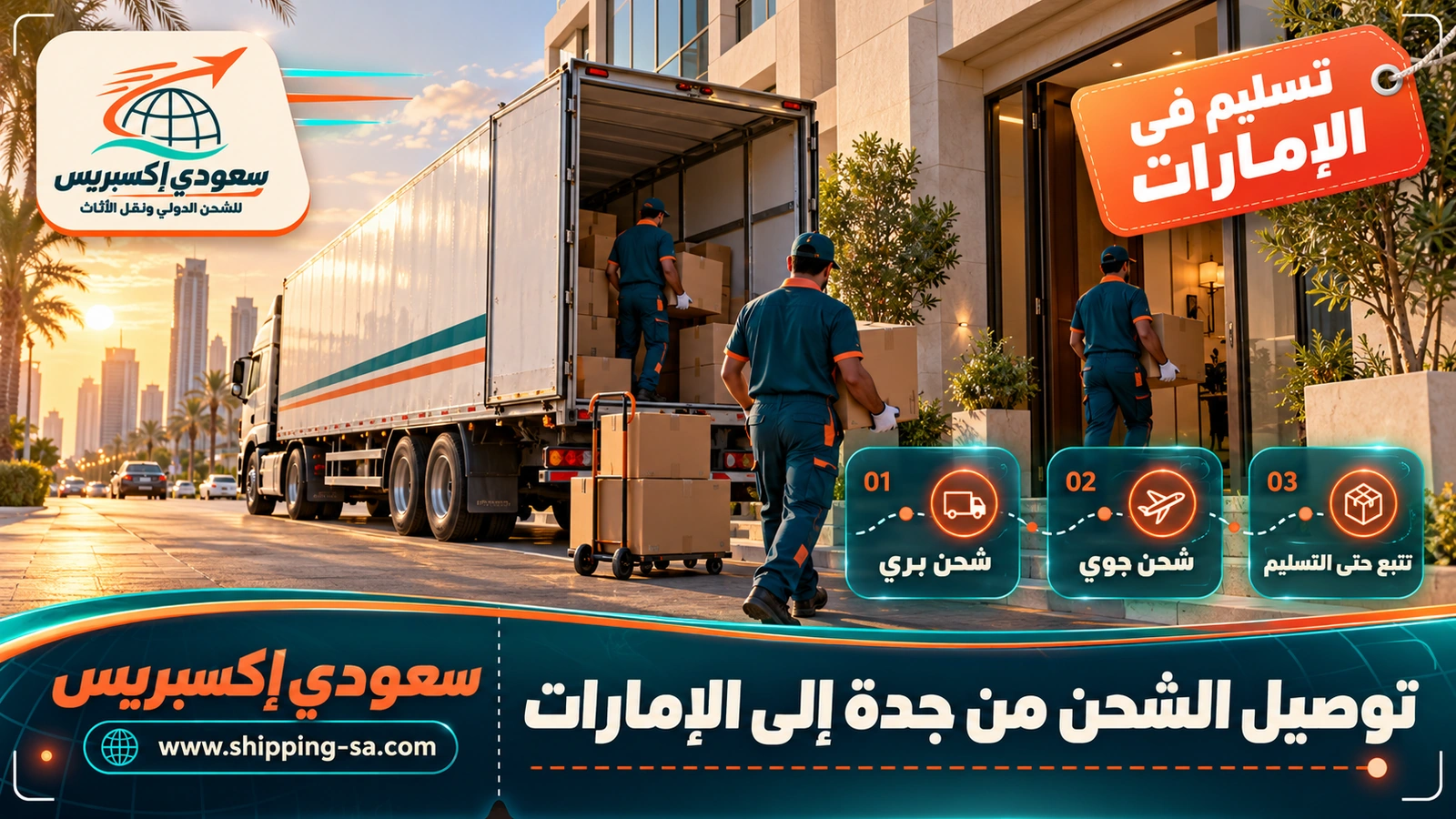 توصيل الشحن من جدة إلى الإمارات