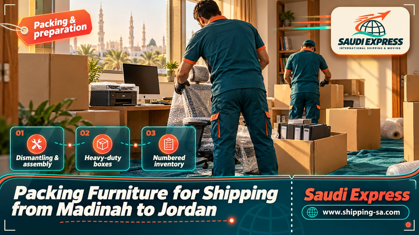 Packing Furniture for Shipping from Madinah to Jordan