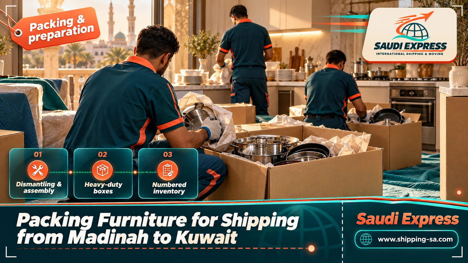 Packing Furniture for Shipping from Madinah to Kuwait