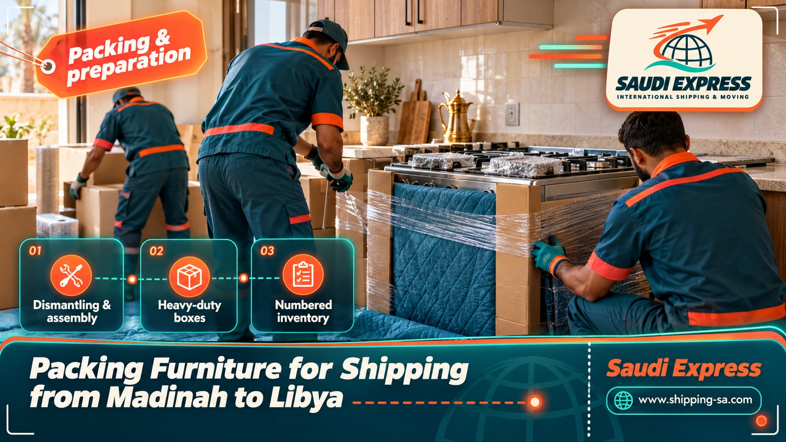 Packing Furniture for Shipping from Madinah to Libya
