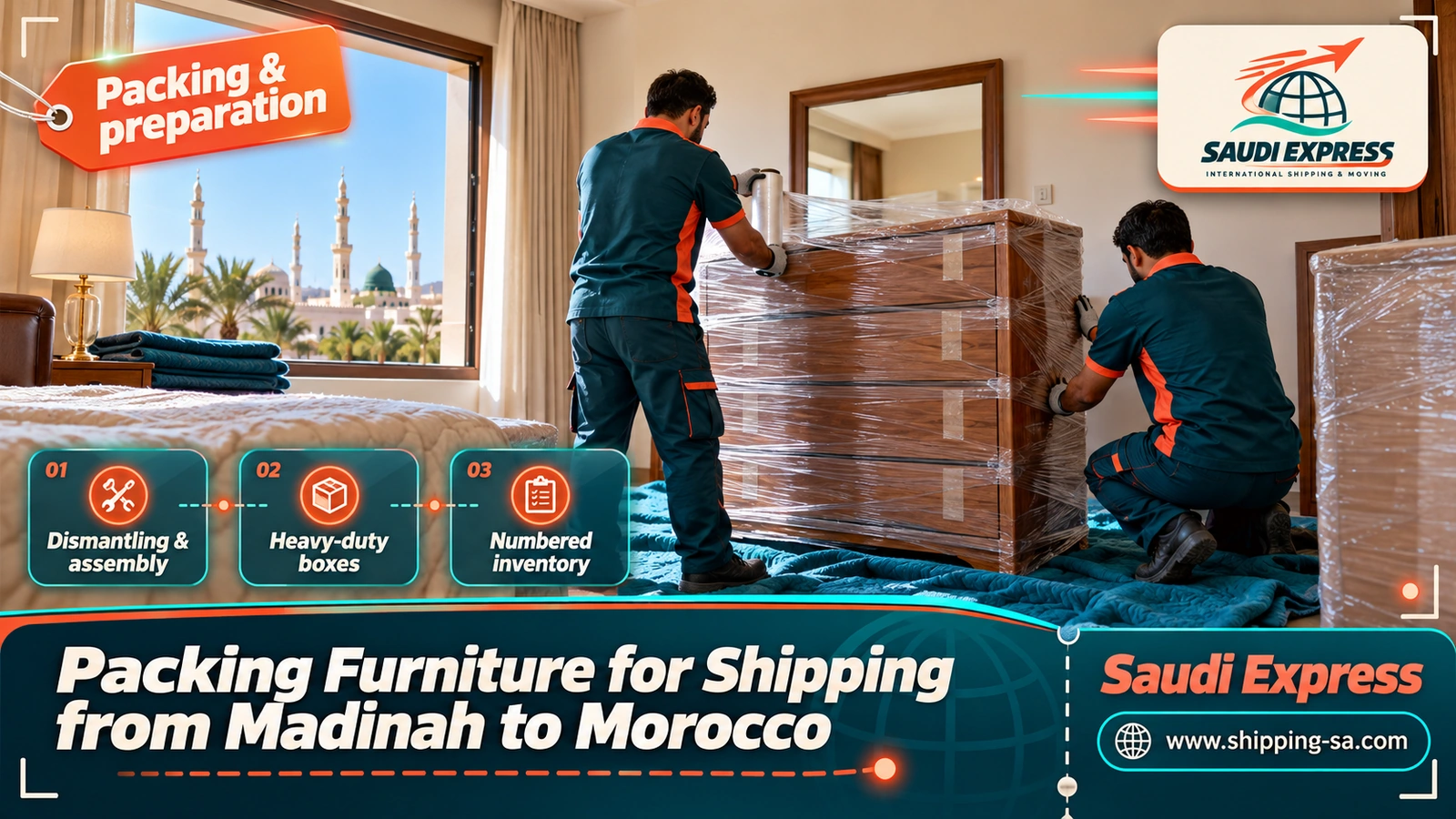 Packing Furniture for Shipping from Madinah to Morocco