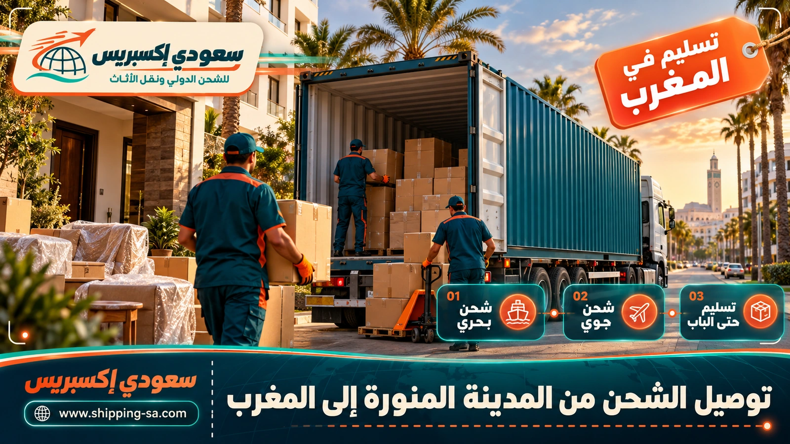 توصيل الشحن من المدينة المنورة إلى المغرب