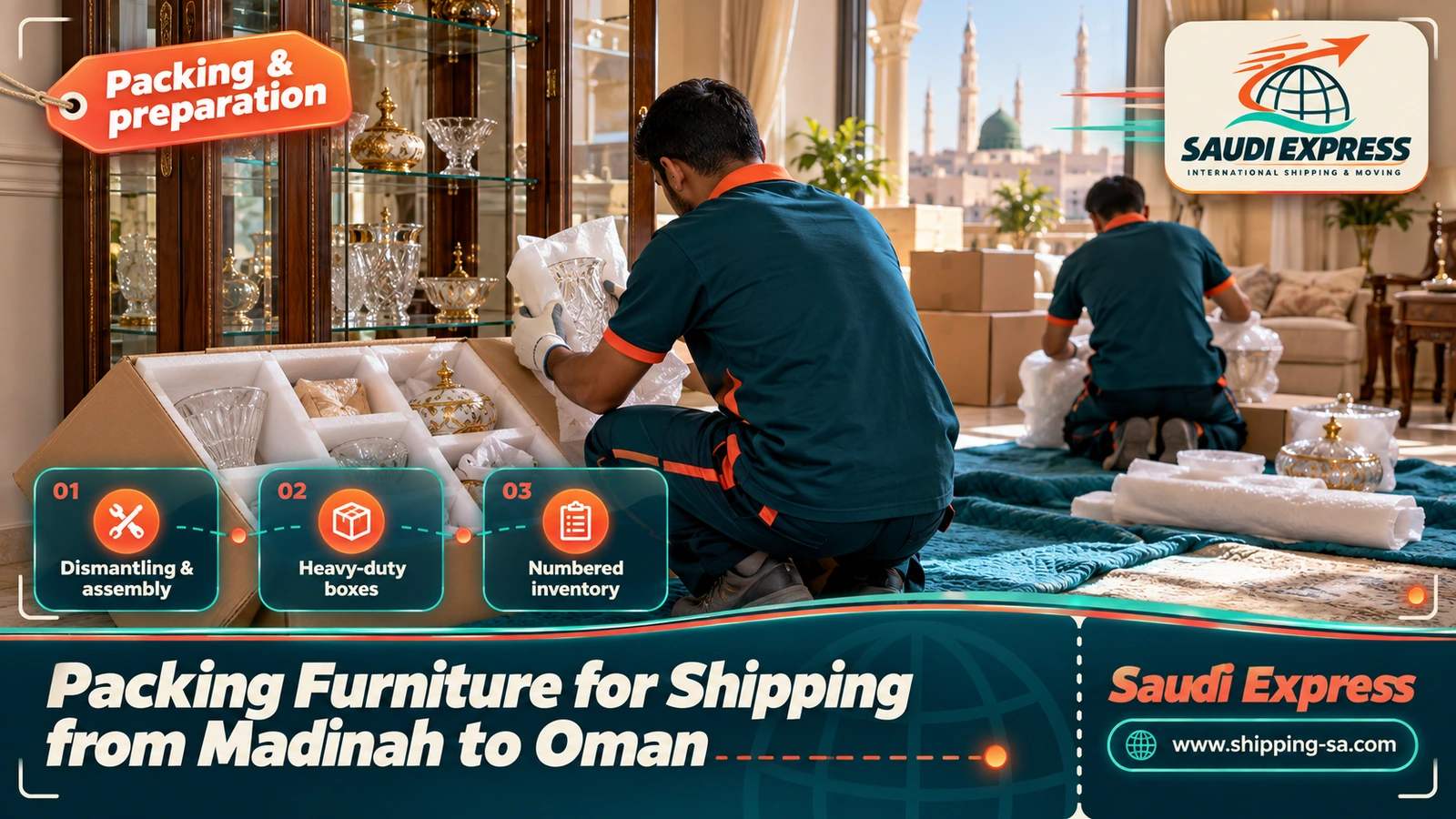 Packing Furniture for Shipping from Madinah to Oman