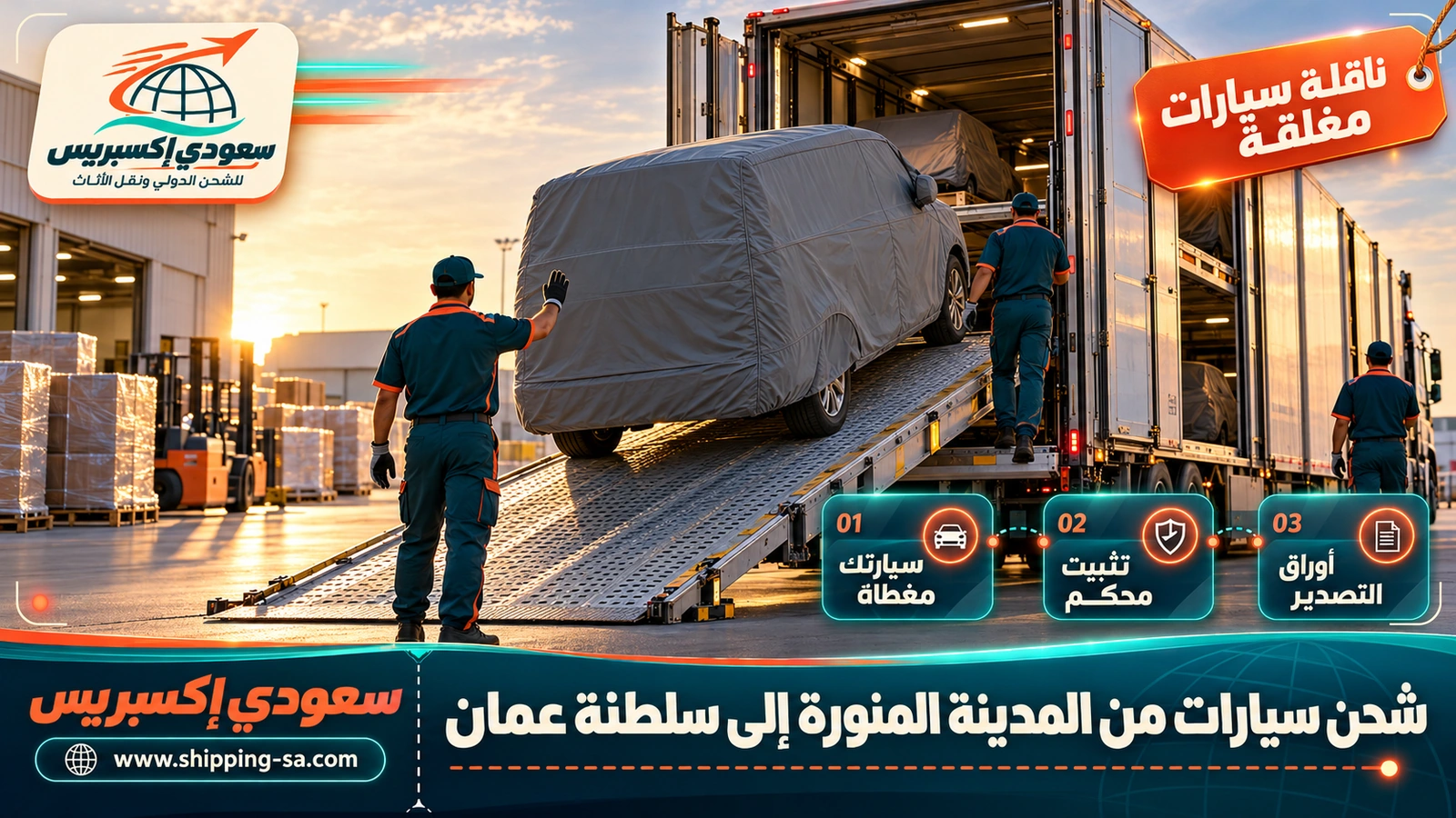 شحن سيارات من المدينة المنورة إلى سلطنة عمان