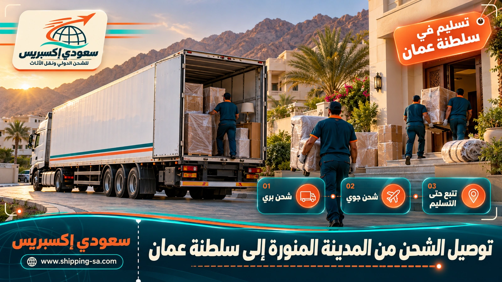 توصيل الشحن من المدينة المنورة إلى سلطنة عمان