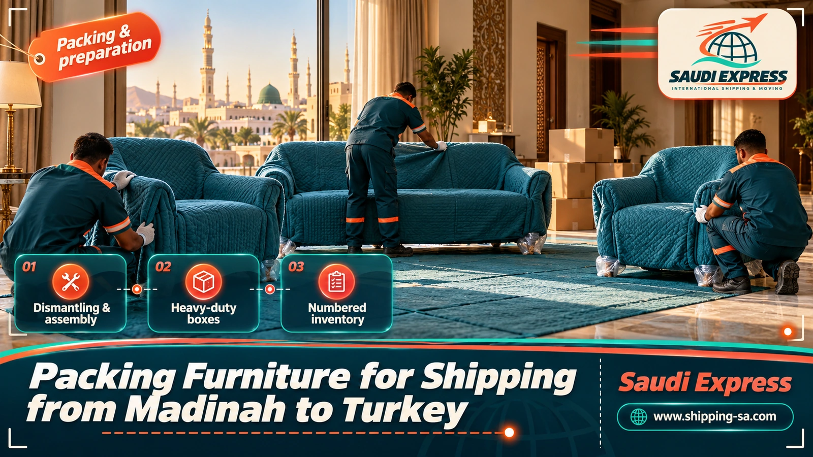 Packing Furniture for Shipping from Madinah to Turkey