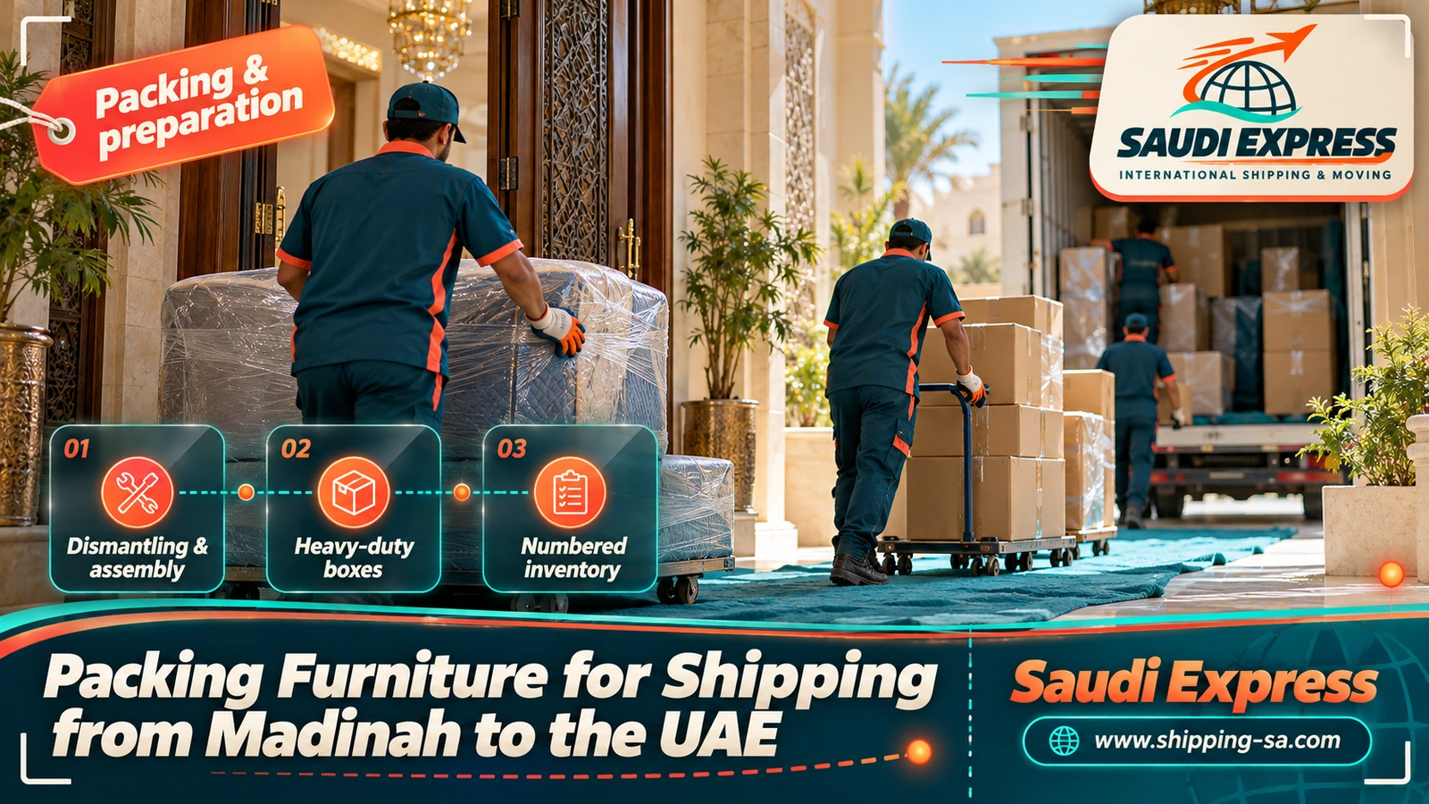 Packing Furniture for Shipping from Madinah to the UAE