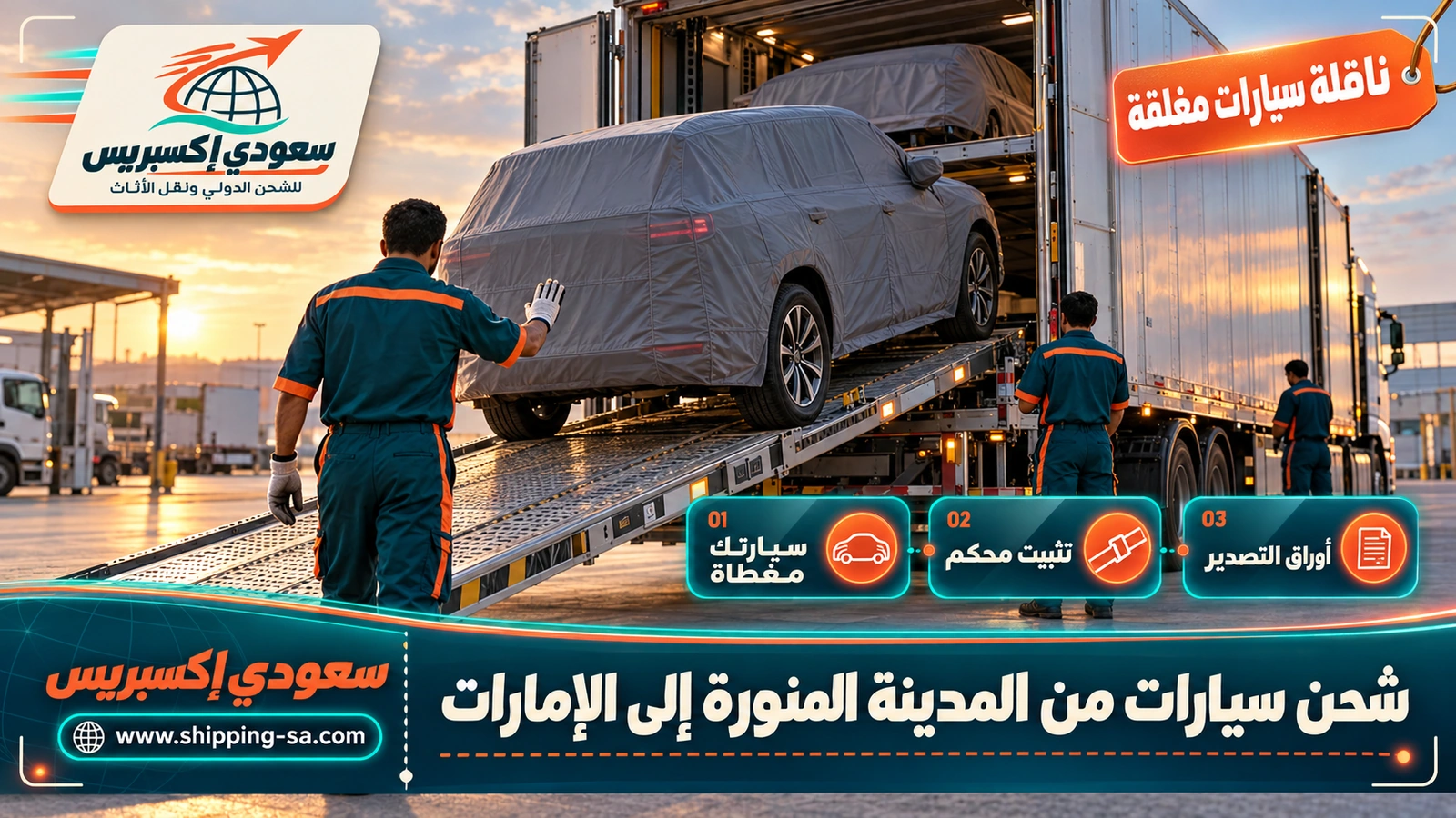 شحن سيارات من المدينة المنورة إلى الإمارات