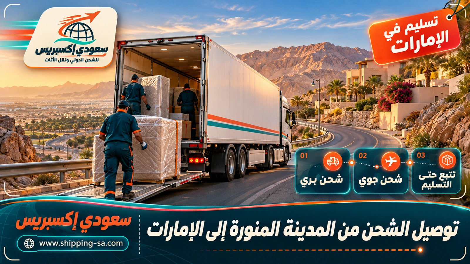 توصيل الشحن من المدينة المنورة إلى الإمارات