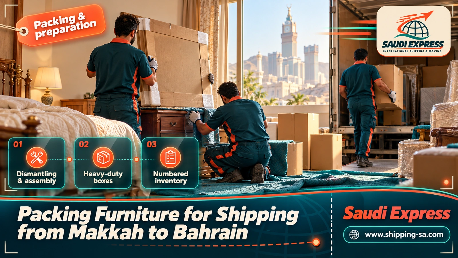 Packing Furniture for Shipping from Makkah to Bahrain