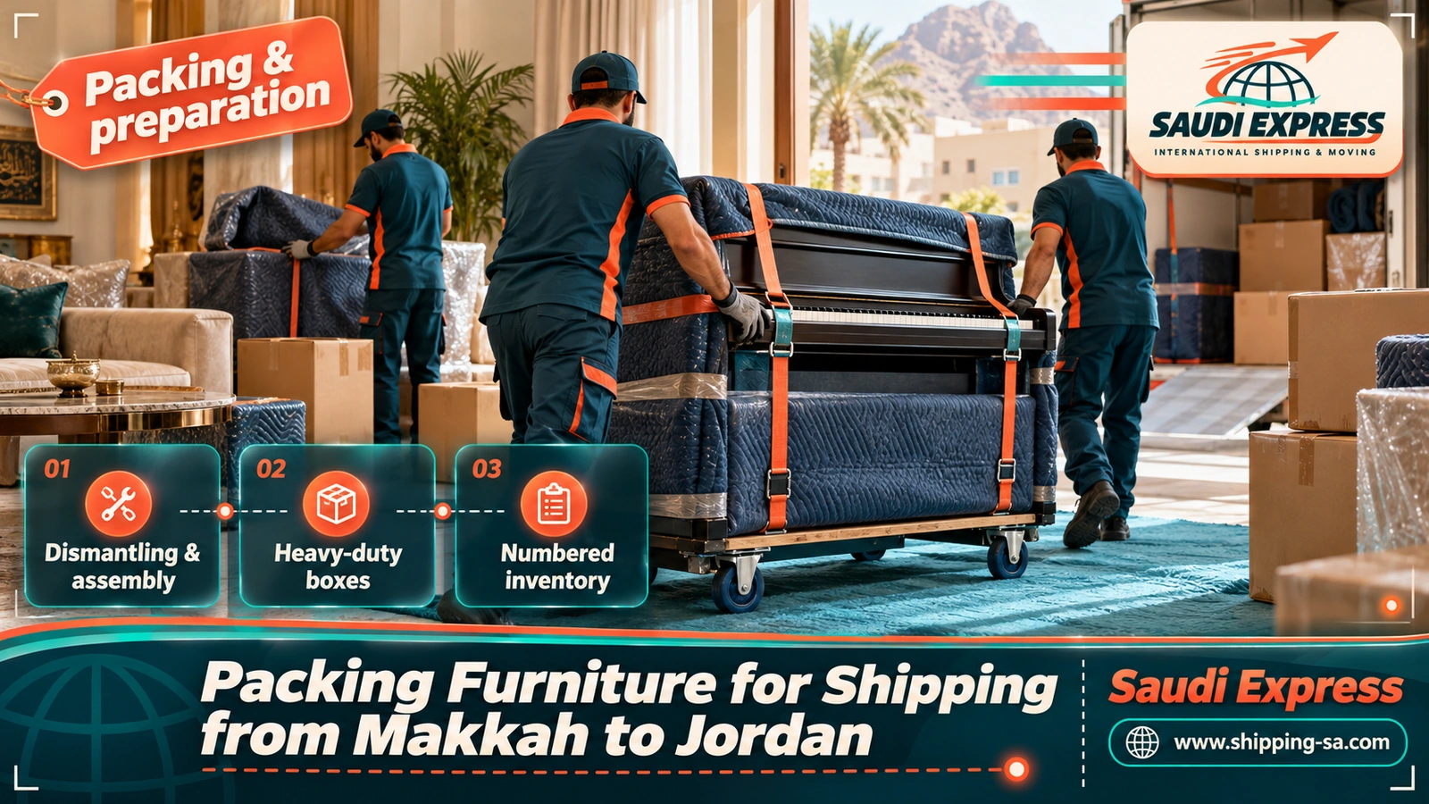 Packing Furniture for Shipping from Makkah to Jordan