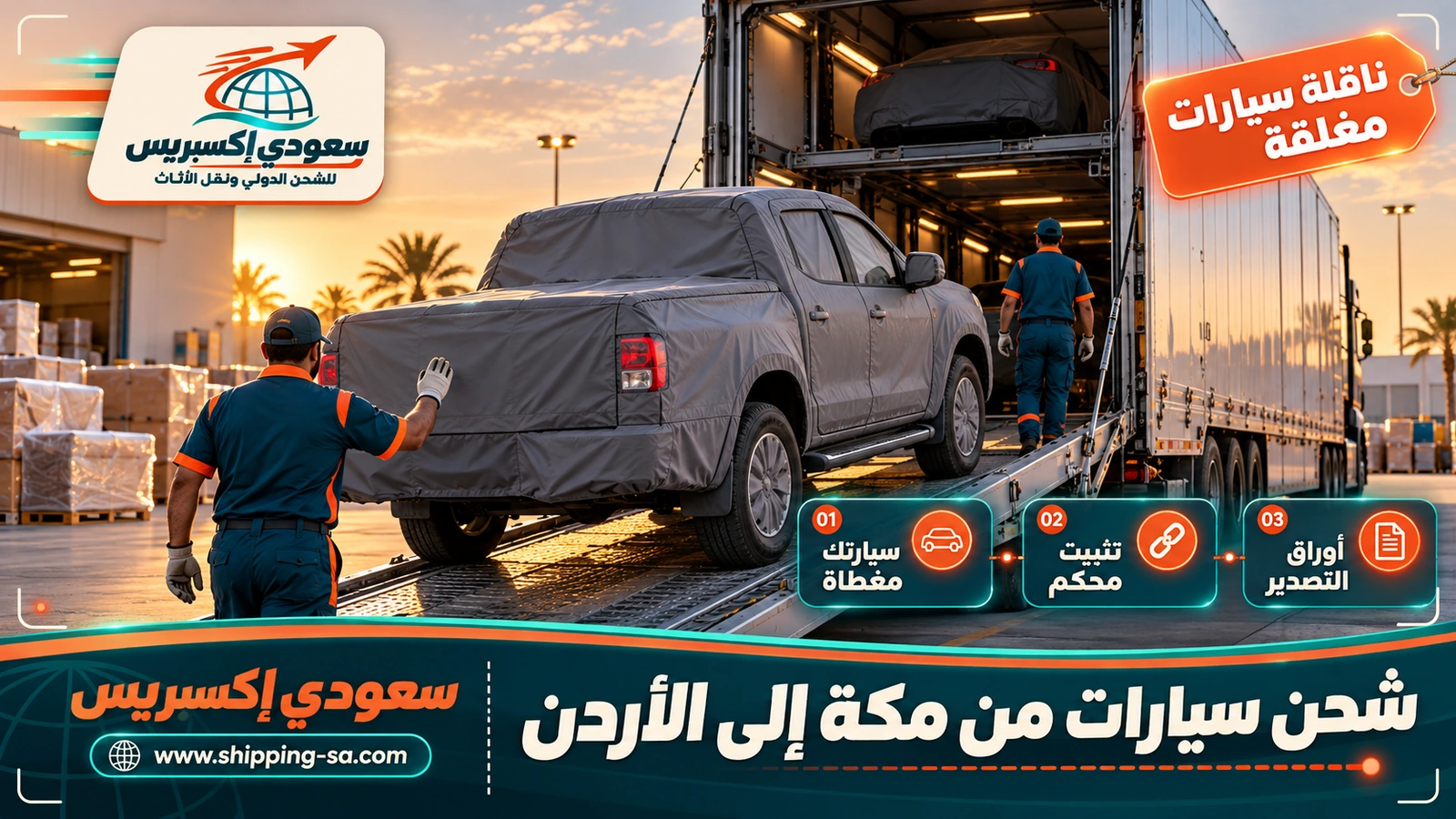 شحن سيارات من مكة إلى الأردن