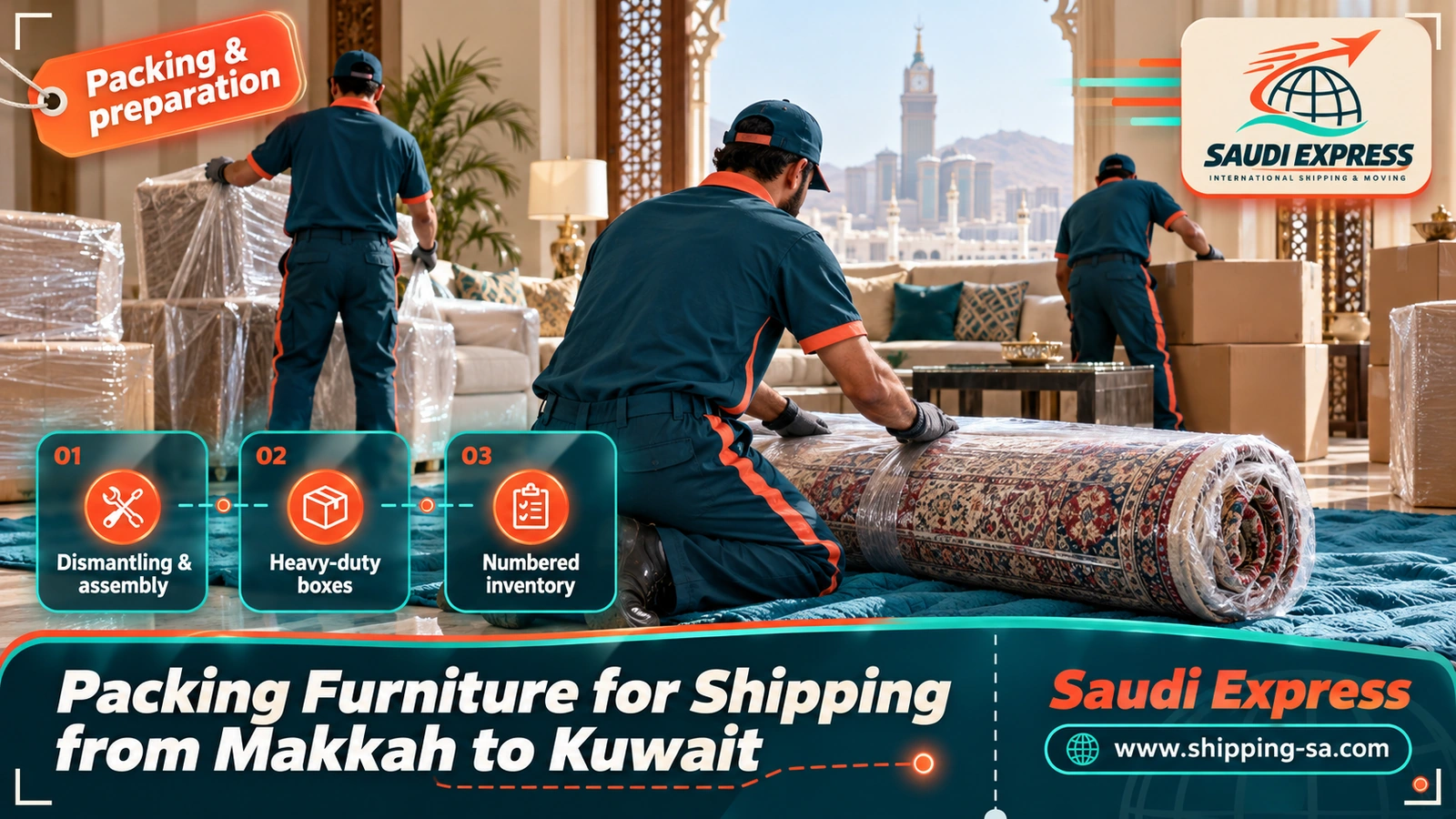 Packing Furniture for Shipping from Makkah to Kuwait