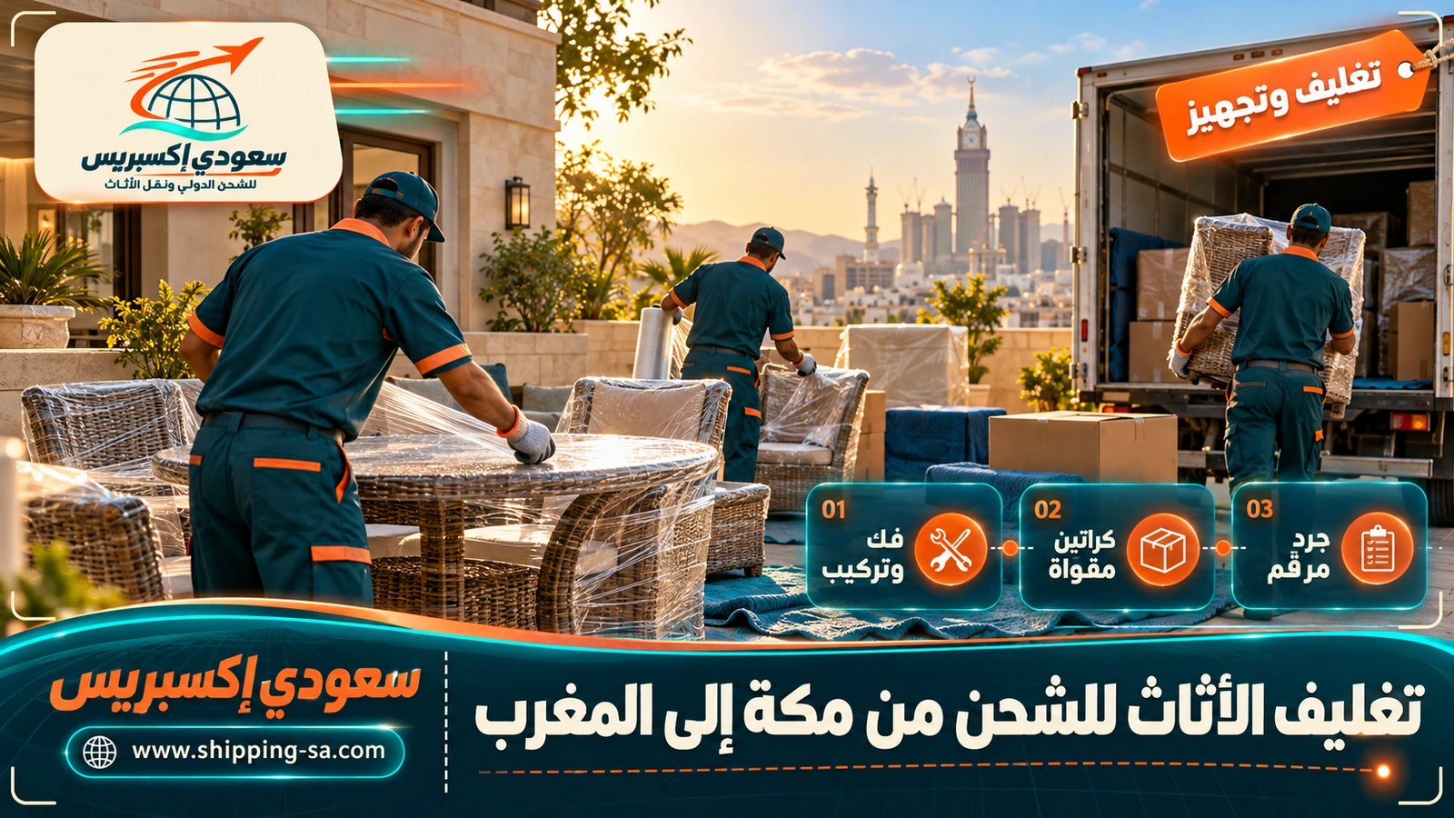 تغليف الأثاث للشحن من مكة إلى المغرب