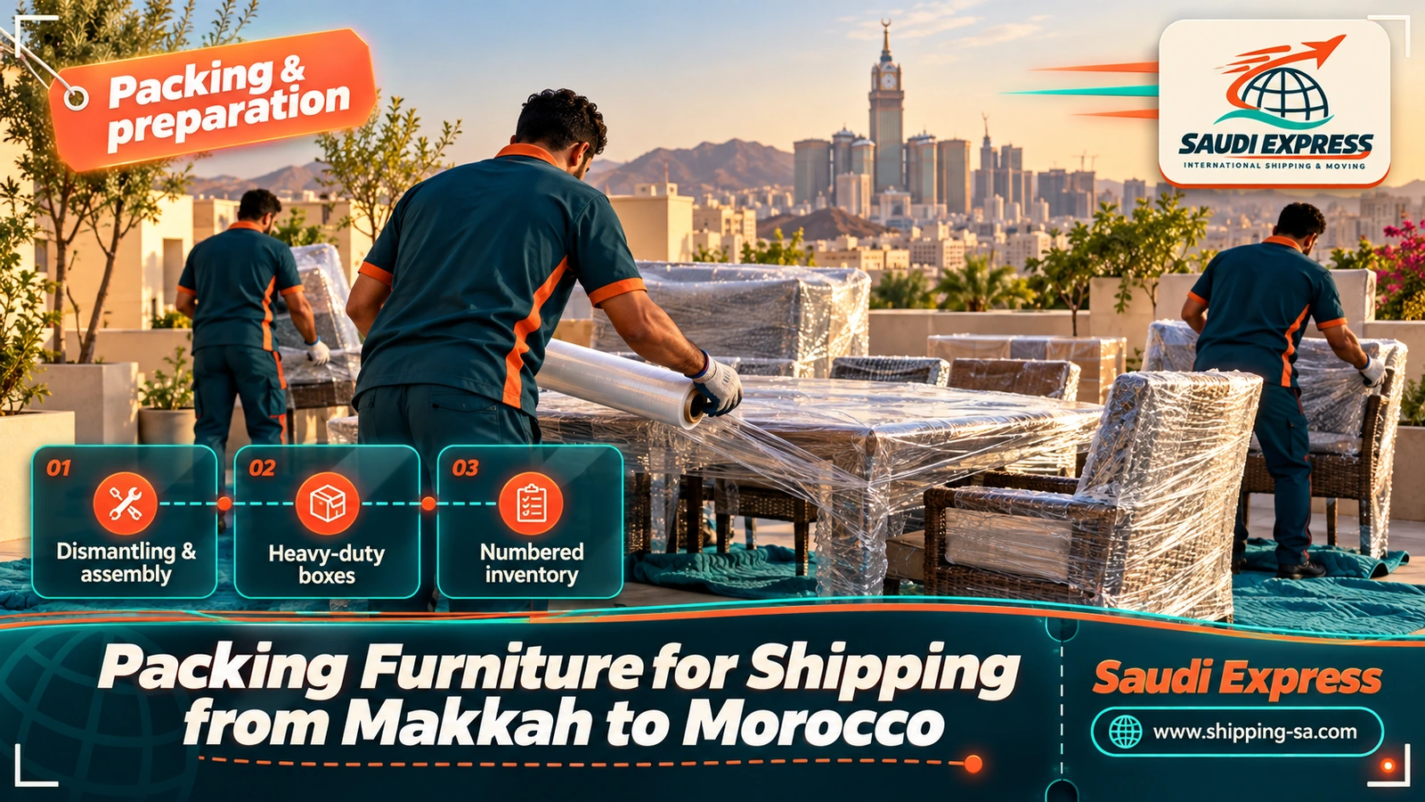 Packing Furniture for Shipping from Makkah to Morocco