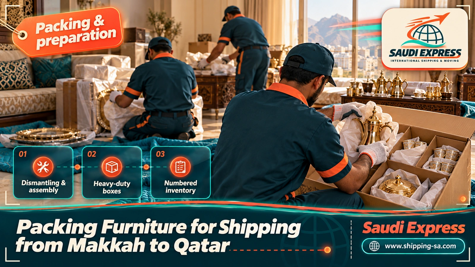 Packing Furniture for Shipping from Makkah to Qatar
