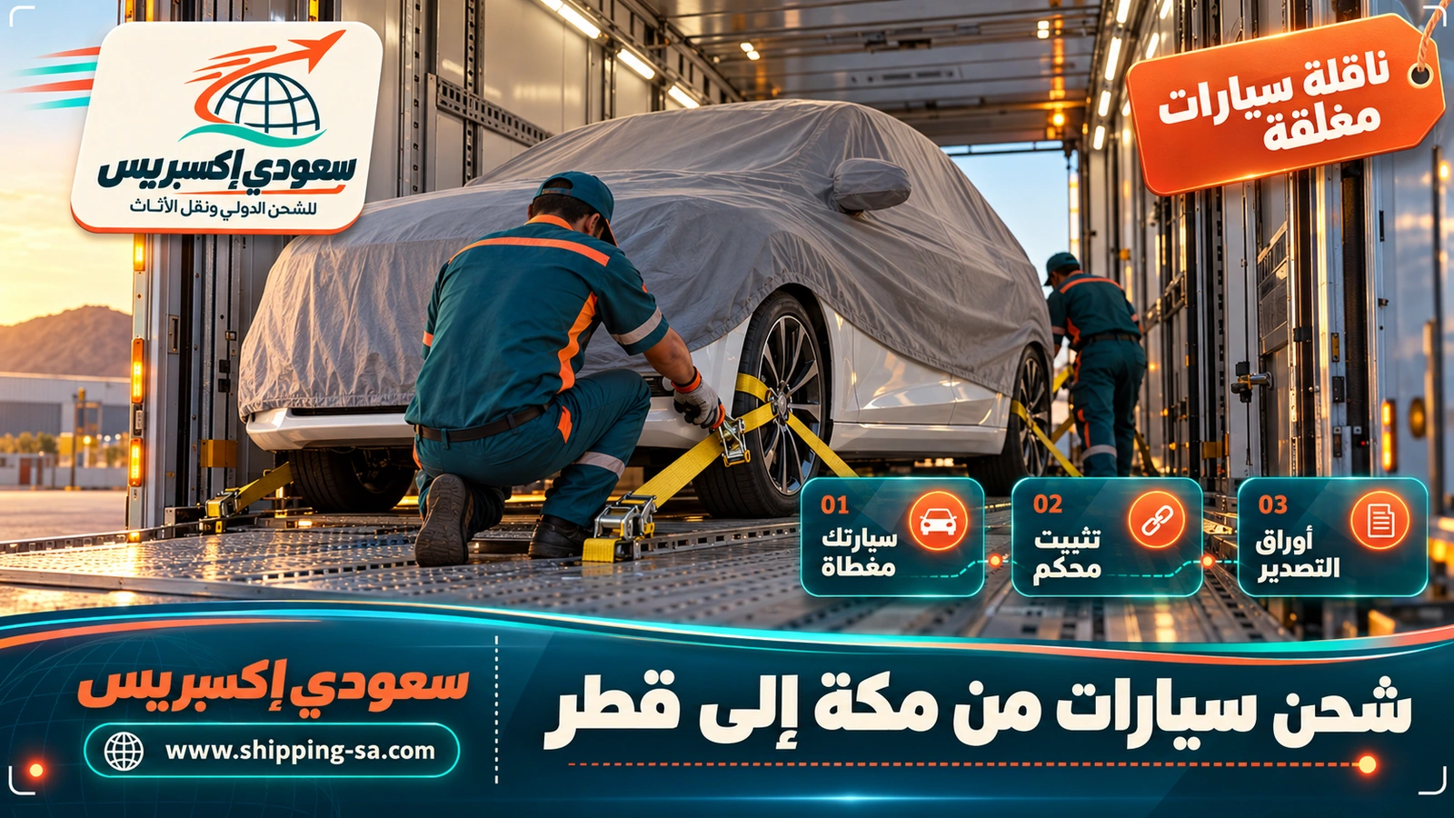 شحن سيارات من مكة إلى قطر