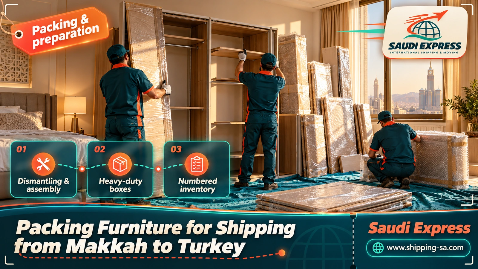 Packing Furniture for Shipping from Makkah to Turkey