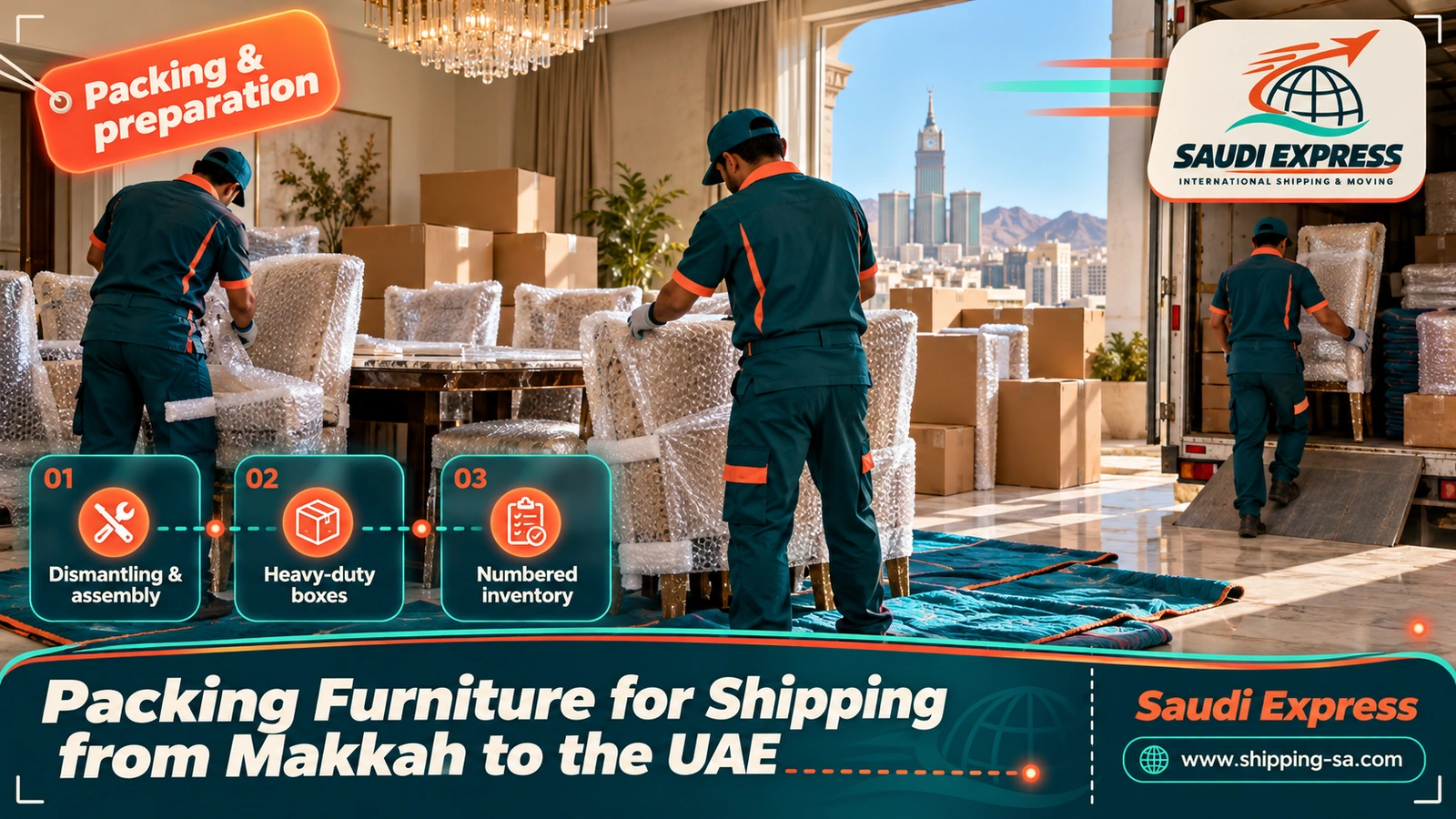Packing Furniture for Shipping from Makkah to the UAE