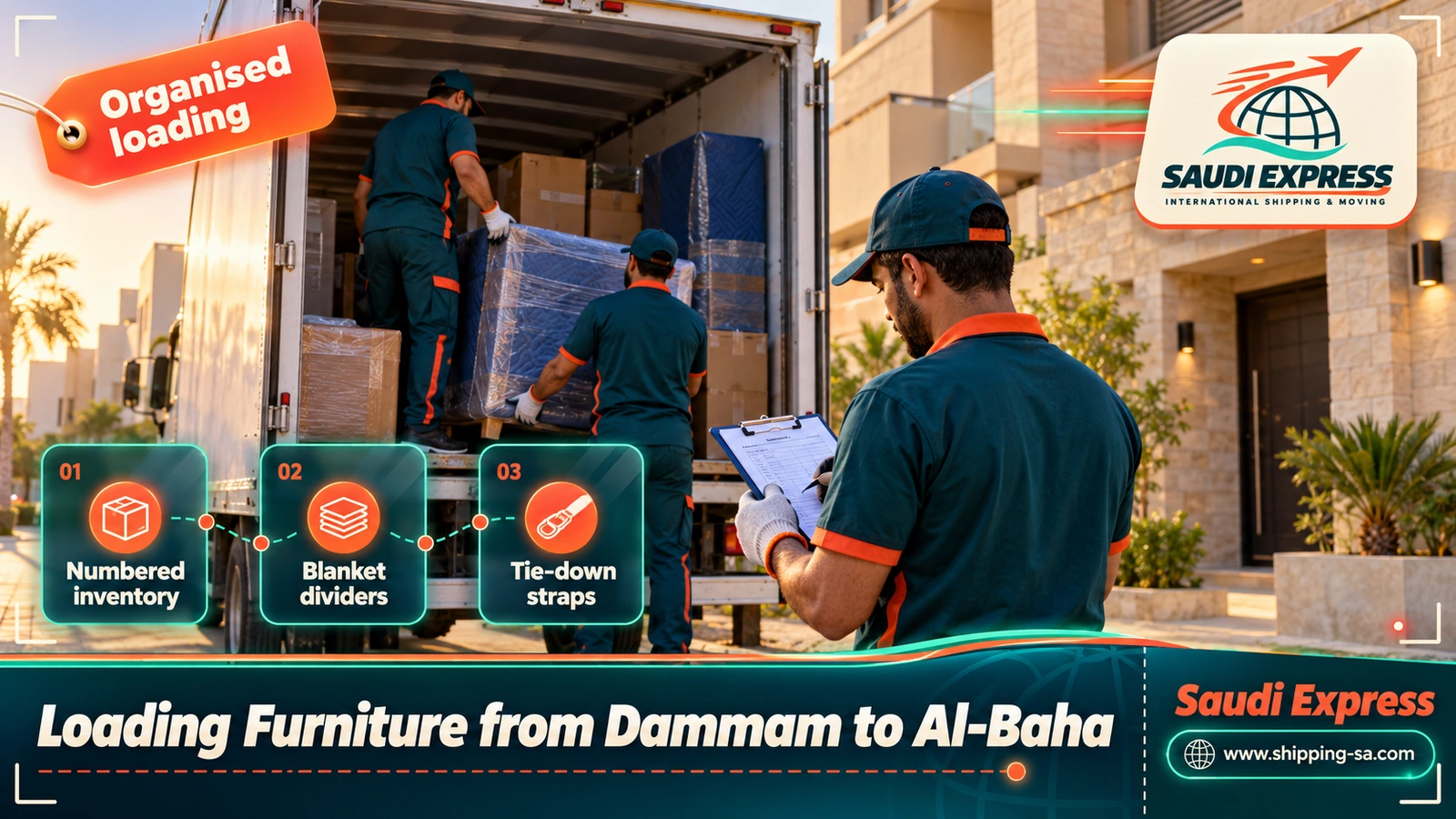 Loading Furniture from Dammam to Al-Baha