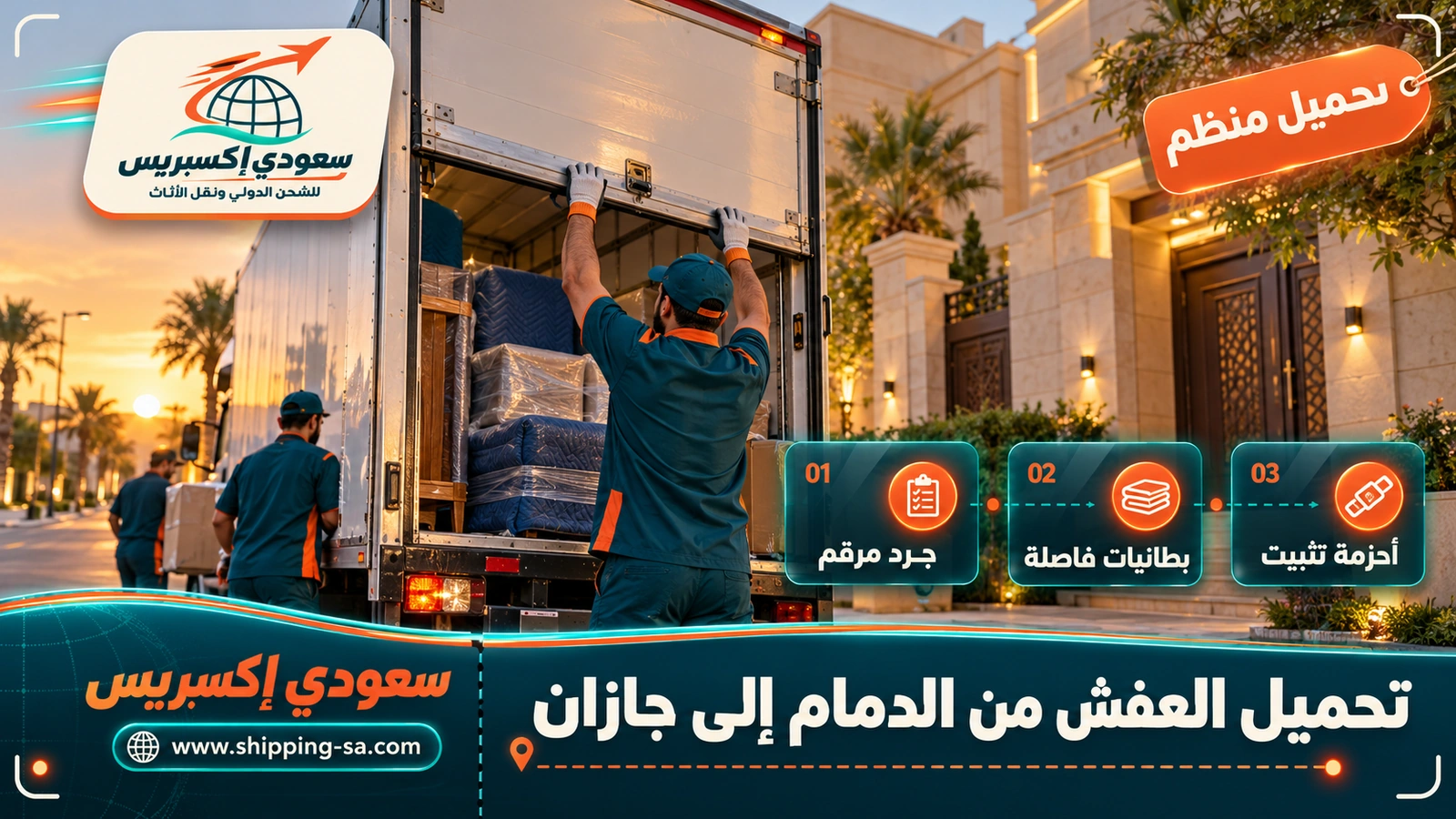 تحميل العفش من الدمام إلى جازان