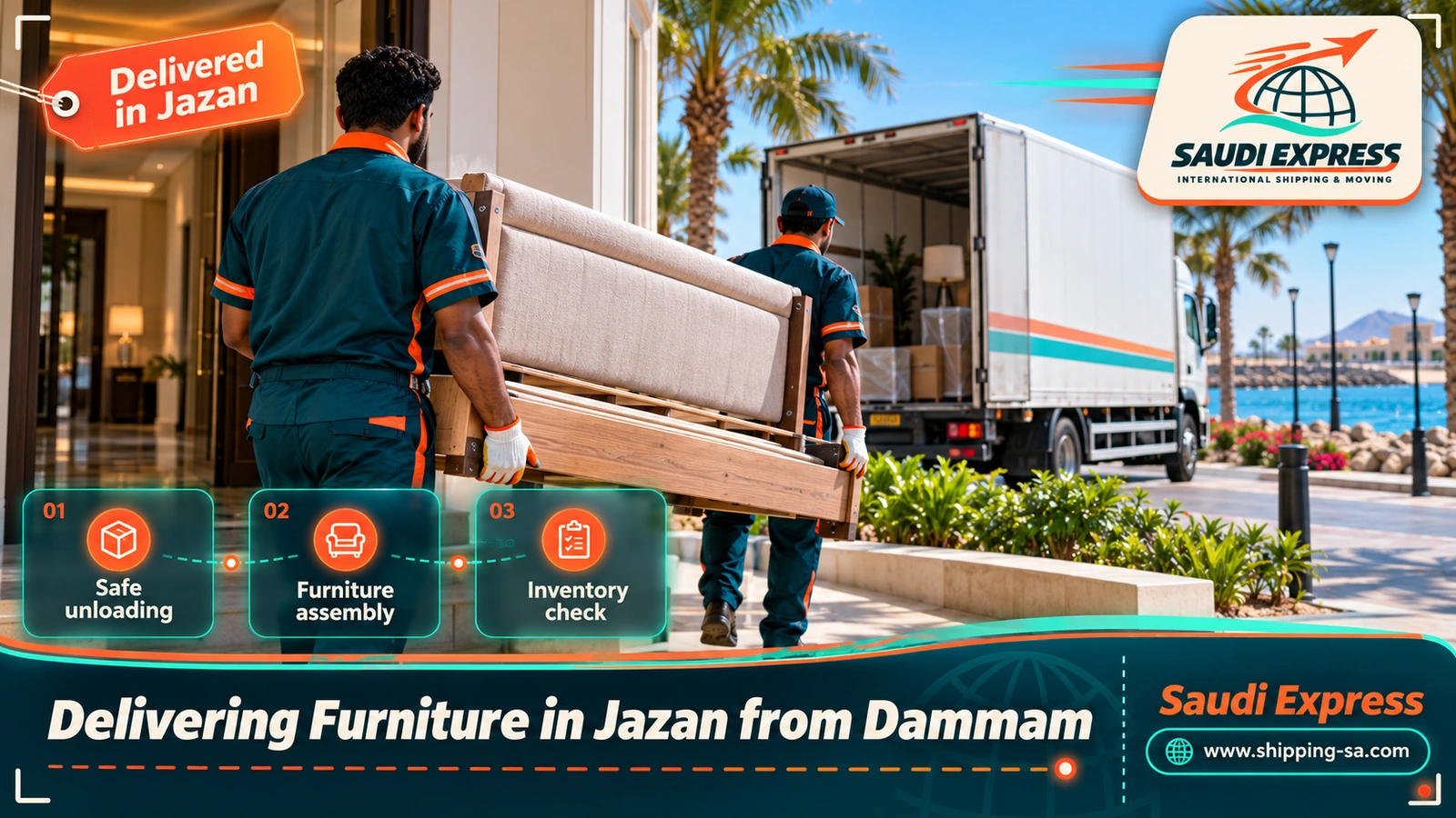 Delivering Furniture in Jazan from Dammam