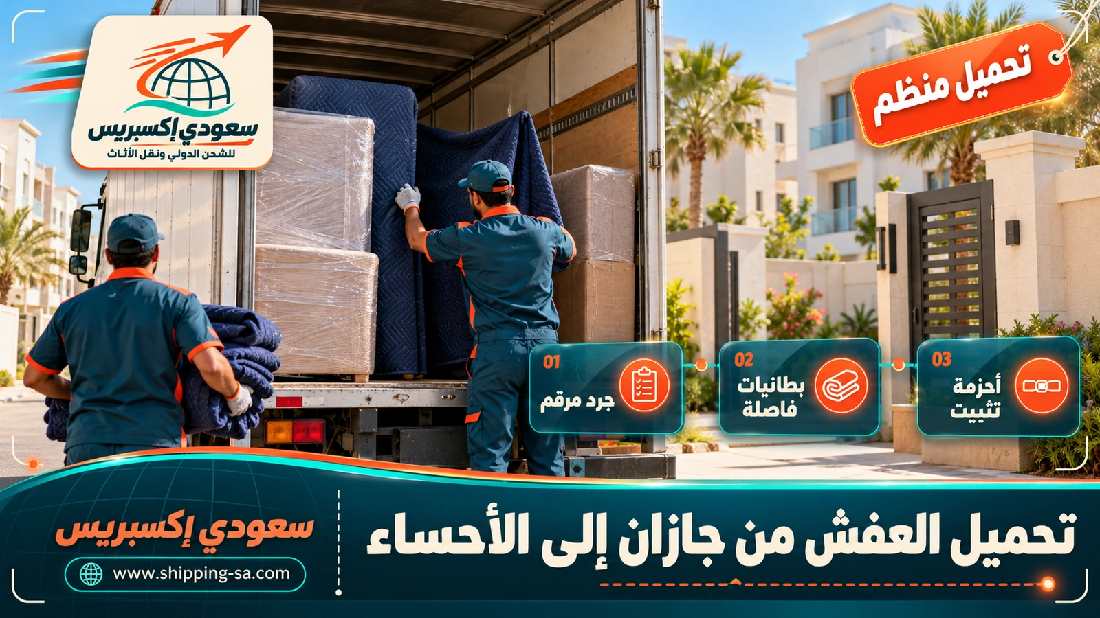 تحميل العفش من جازان إلى الأحساء