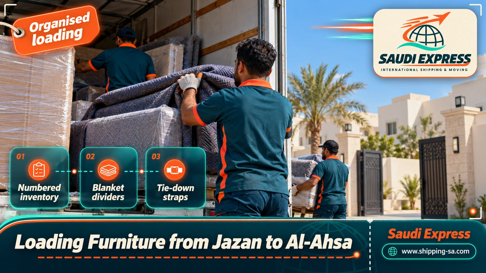 Loading Furniture from Jazan to Al-Ahsa