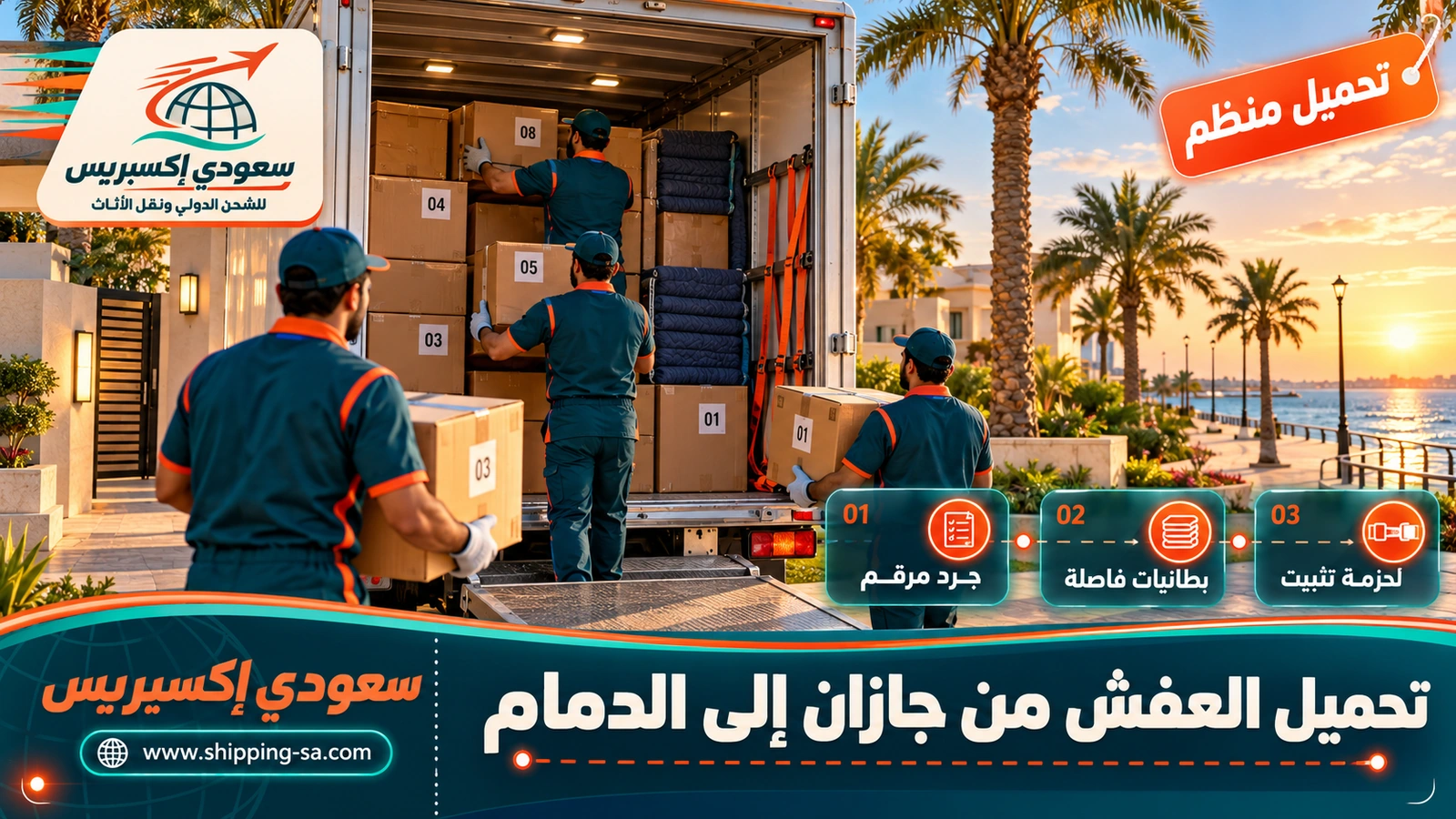 تحميل العفش من جازان إلى الدمام
