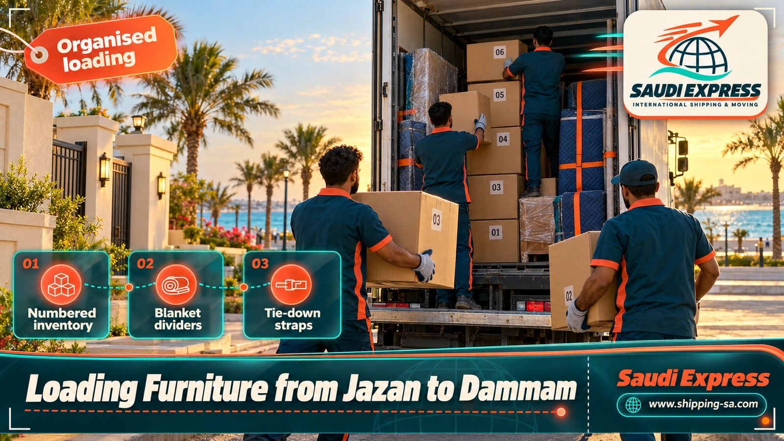 Loading Furniture from Jazan to Dammam