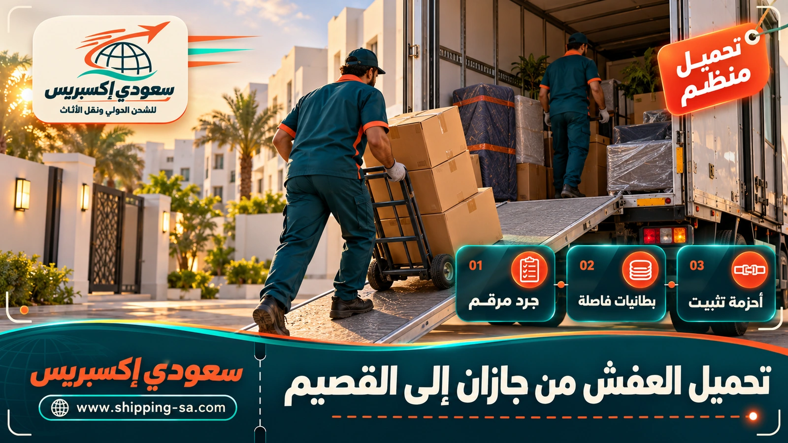 تحميل العفش من جازان إلى القصيم
