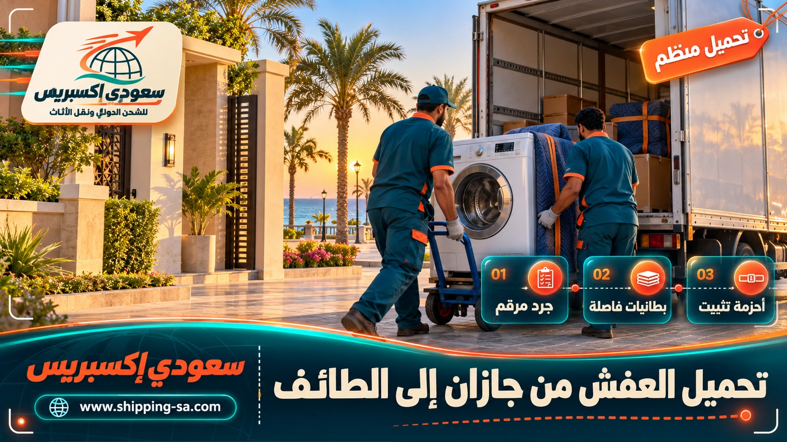 تحميل العفش من جازان إلى الطائف