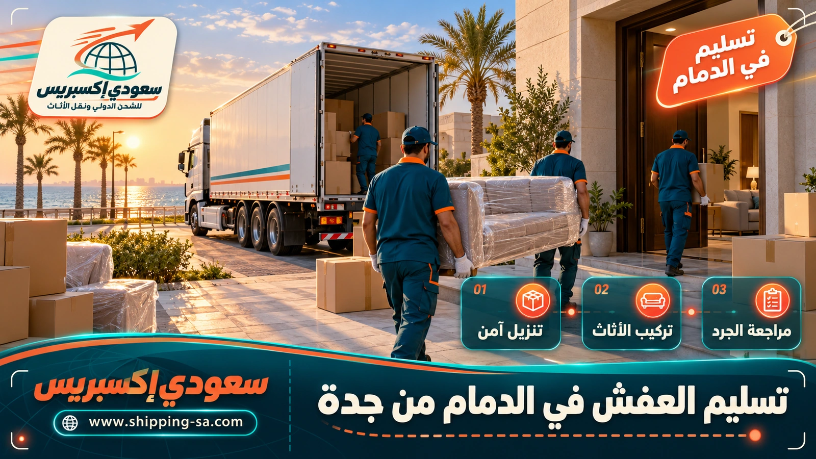 تسليم العفش في الدمام من جدة