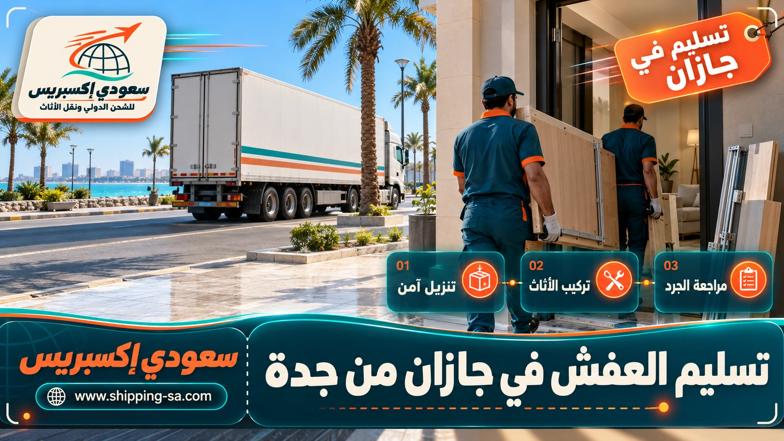 تسليم العفش في جازان من جدة