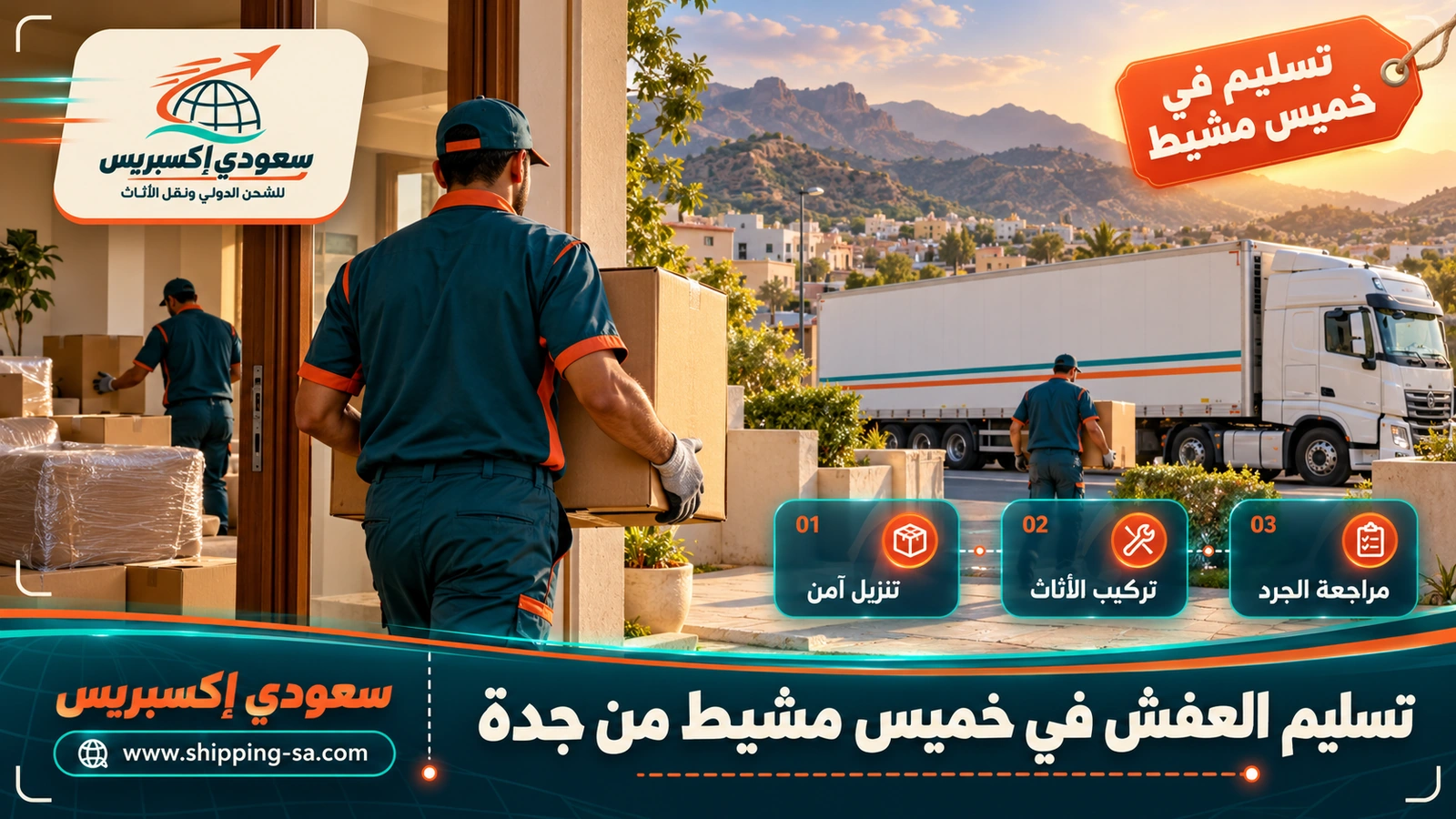 تسليم العفش في خميس مشيط من جدة