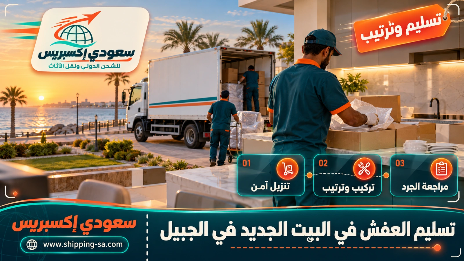 تسليم العفش في البيت الجديد في الجبيل