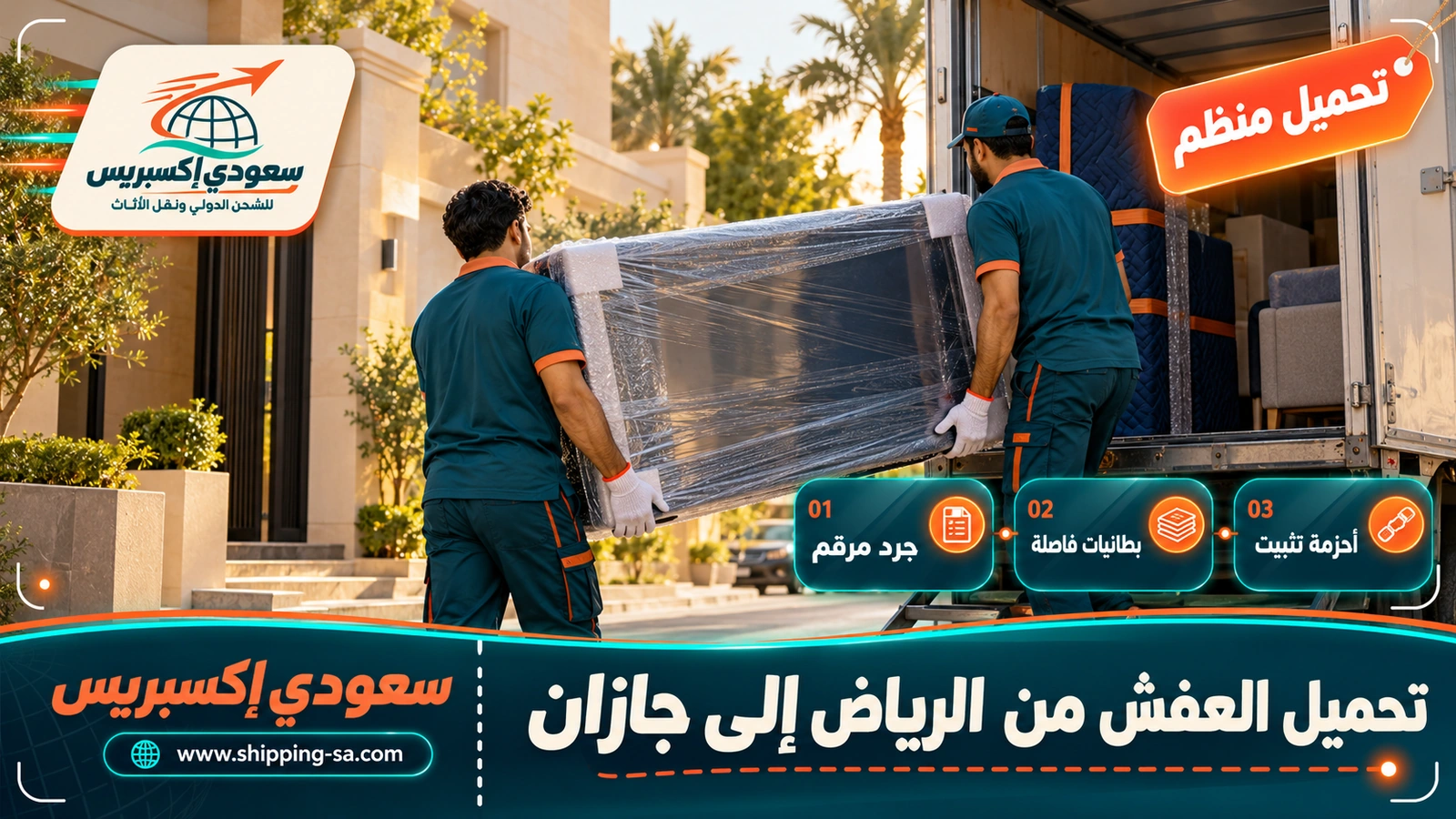 تحميل العفش من الرياض إلى جازان