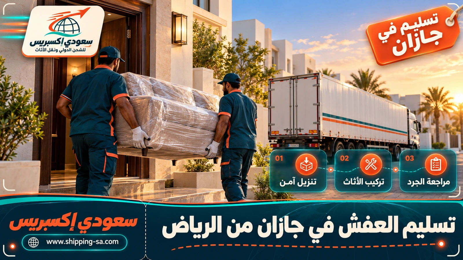 تسليم العفش في جازان من الرياض